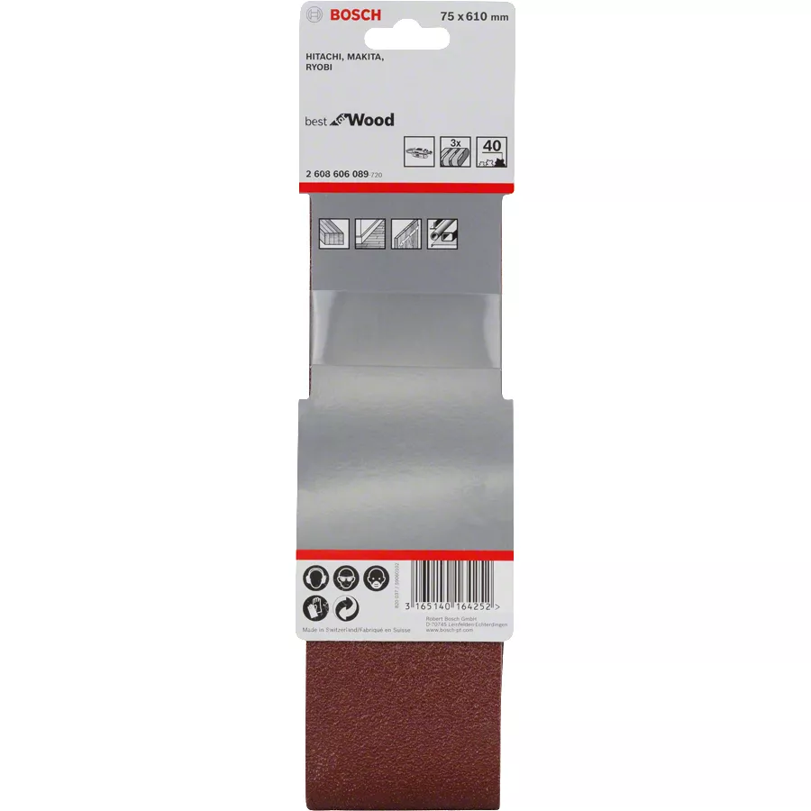 Bande abrasive BOSCH 75x610 mm (lot de 3)